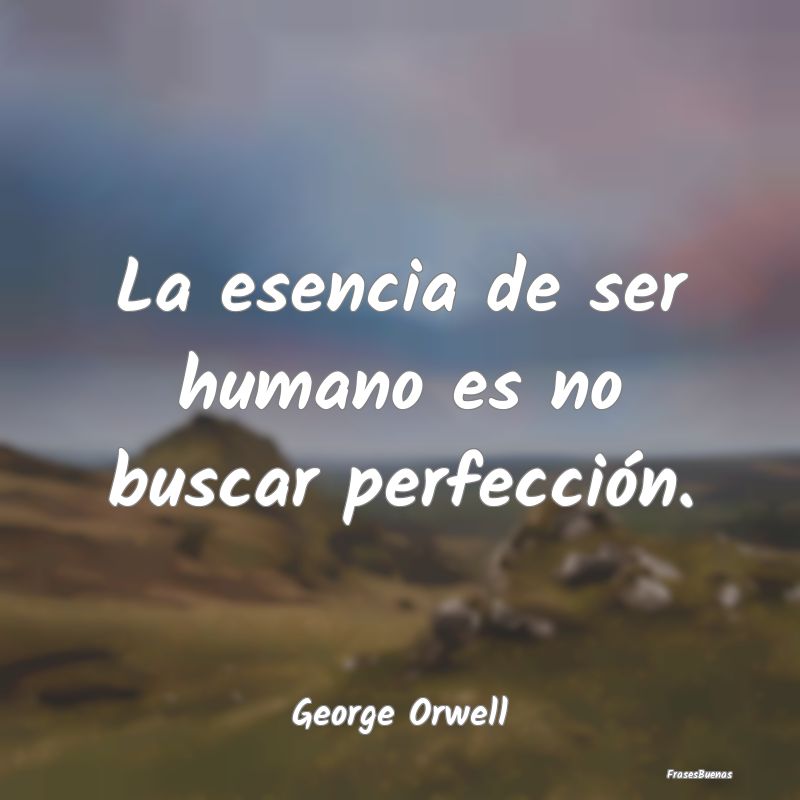 La esencia de ser humano es no buscar perfección....