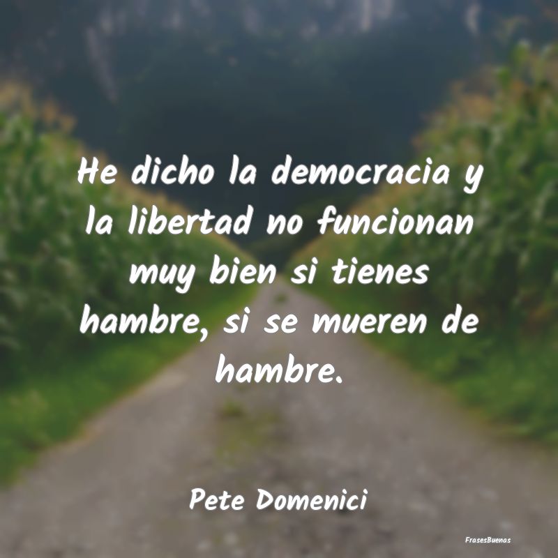 He dicho la democracia y la libertad no funcionan ...