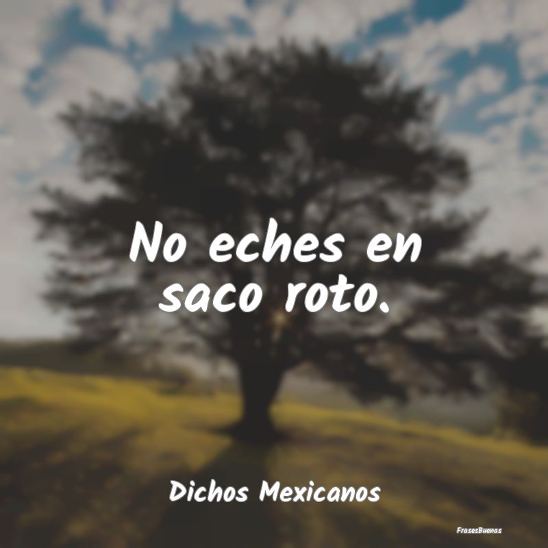 Dichos Mexicanos - No eches en saco roto....