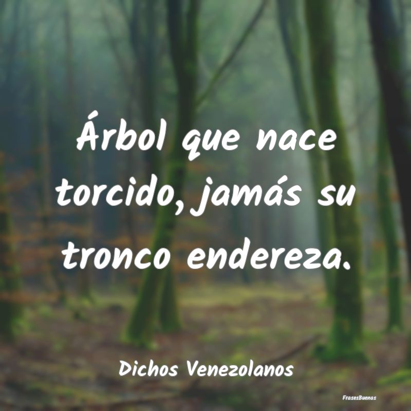 Dichos Venezolanos - Árbol que nace torcido, jamás su tronco endereza...