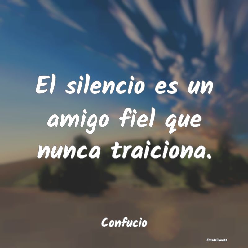 El silencio es un amigo fiel que nunca traiciona....