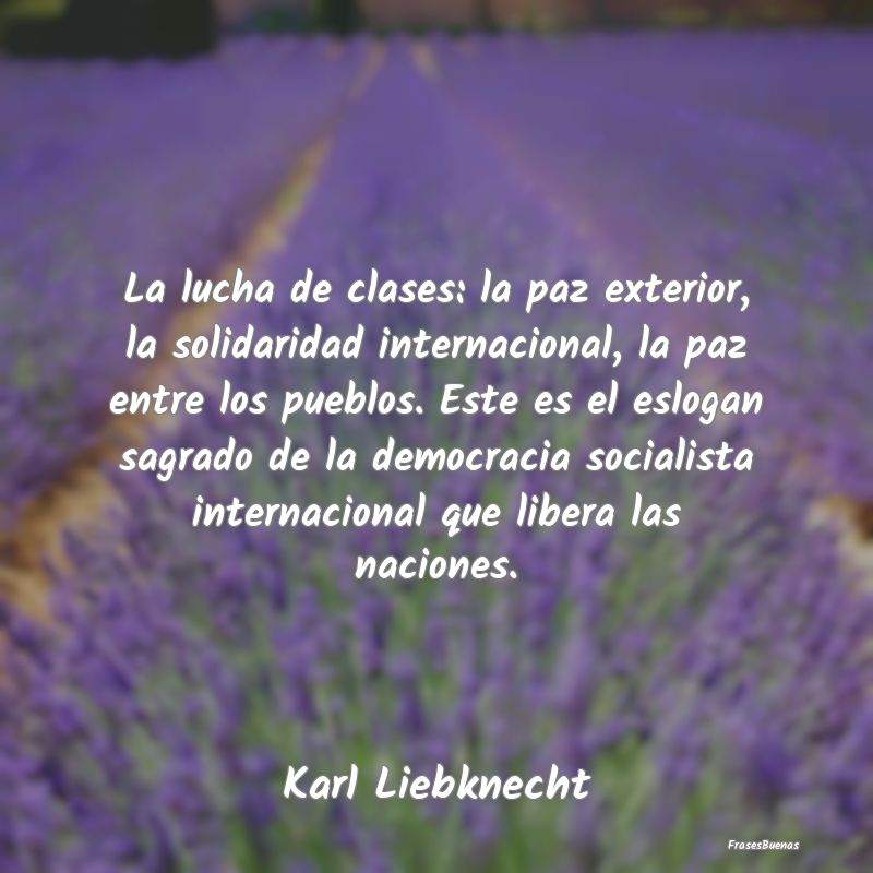 La lucha de clases: la paz exterior, la solidarida...