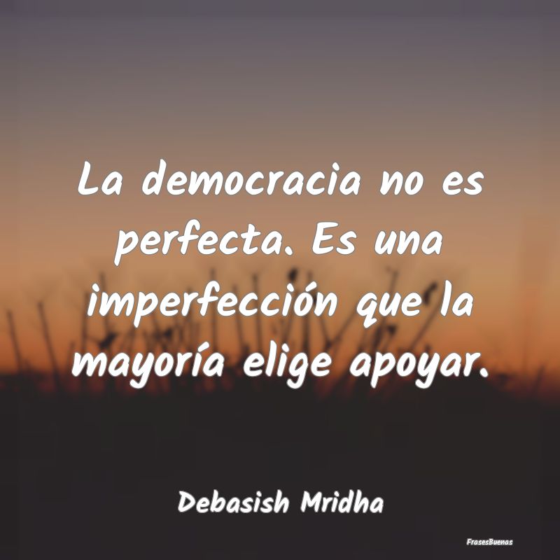 La democracia no es perfecta. Es una imperfección...