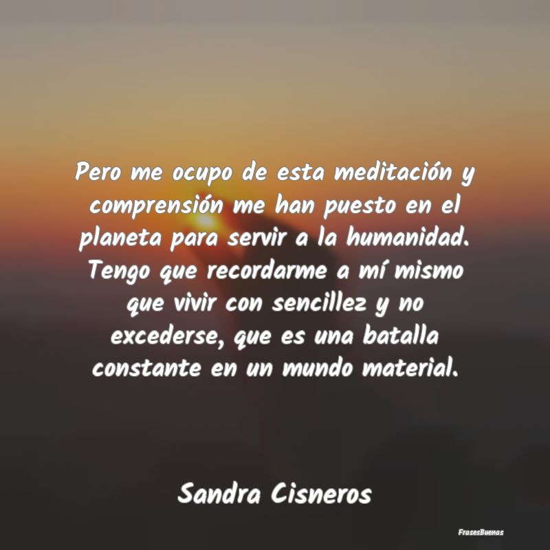 Pero me ocupo de esta meditación y comprensión m...