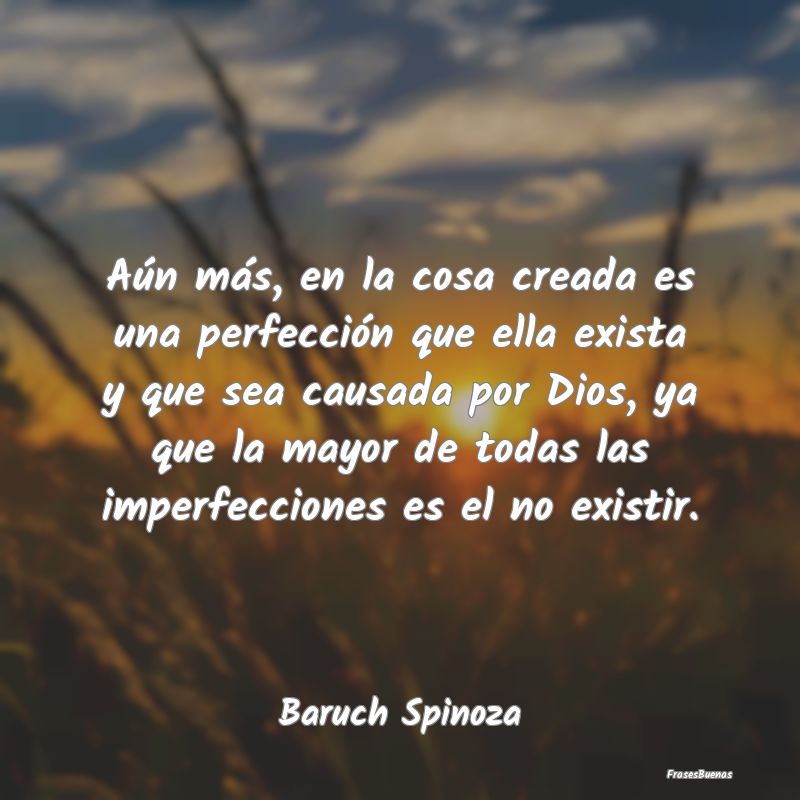 Frases de Baruch Spinoza - Aún más, en la cosa creada es una perf