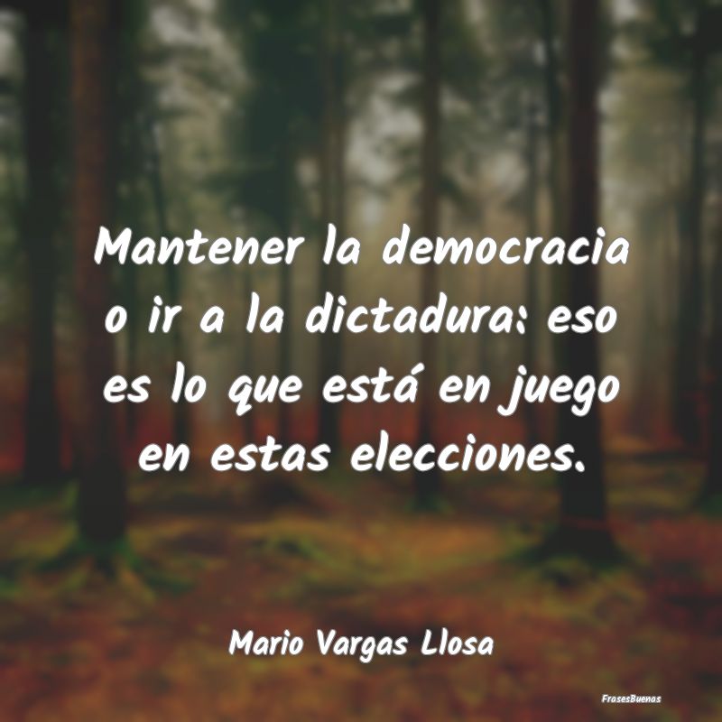 Mantener la democracia o ir a la dictadura: eso es...