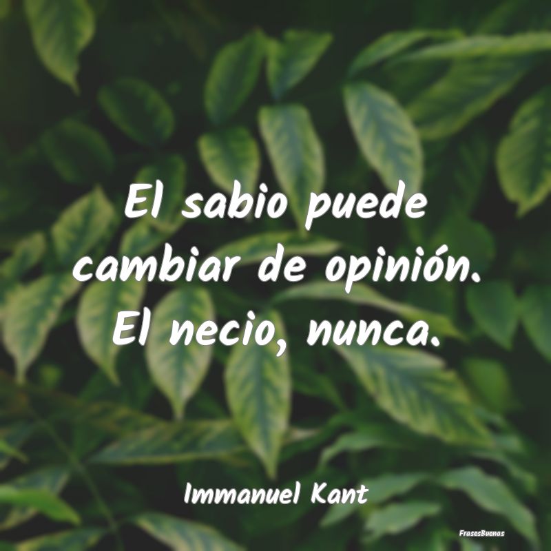 Frases de Immanuel Kant - El sabio puede cambiar de opinión. El n