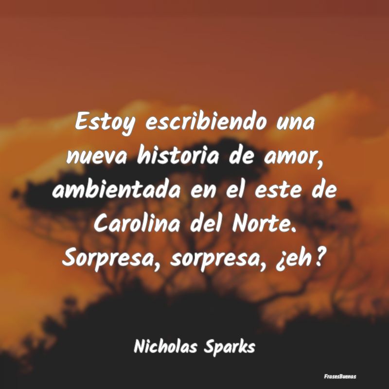 Frases de Nicholas Sparks - Estoy escribiendo una nueva historia de