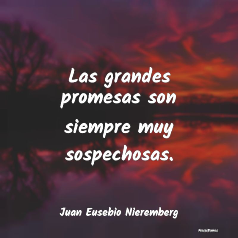 Las grandes promesas son siempre muy sospechosas....