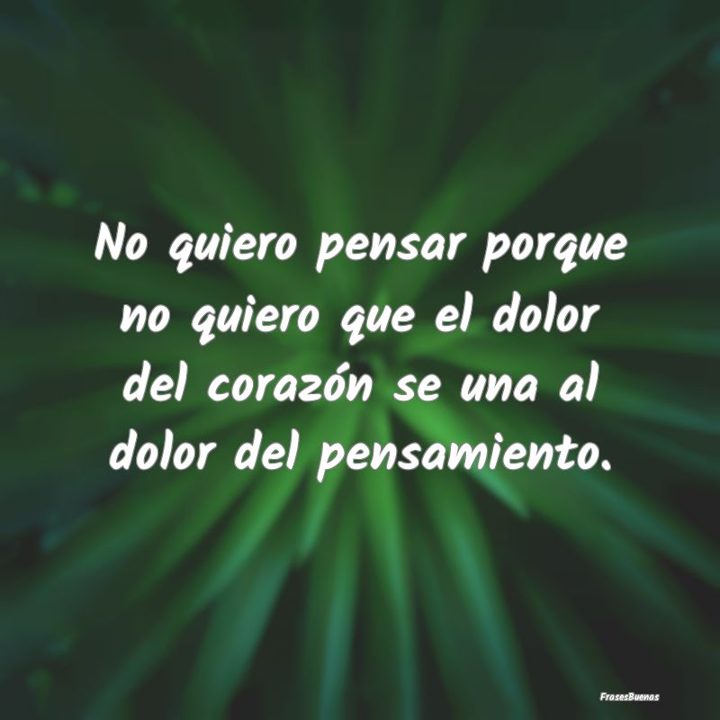 No quiero pensar porque no quiero que el dolor del...