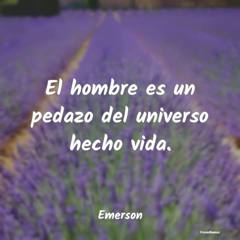 El hombre es un pedazo del universo hecho vida....