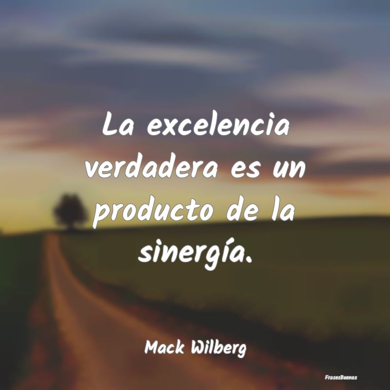 La excelencia verdadera es un producto de la siner...