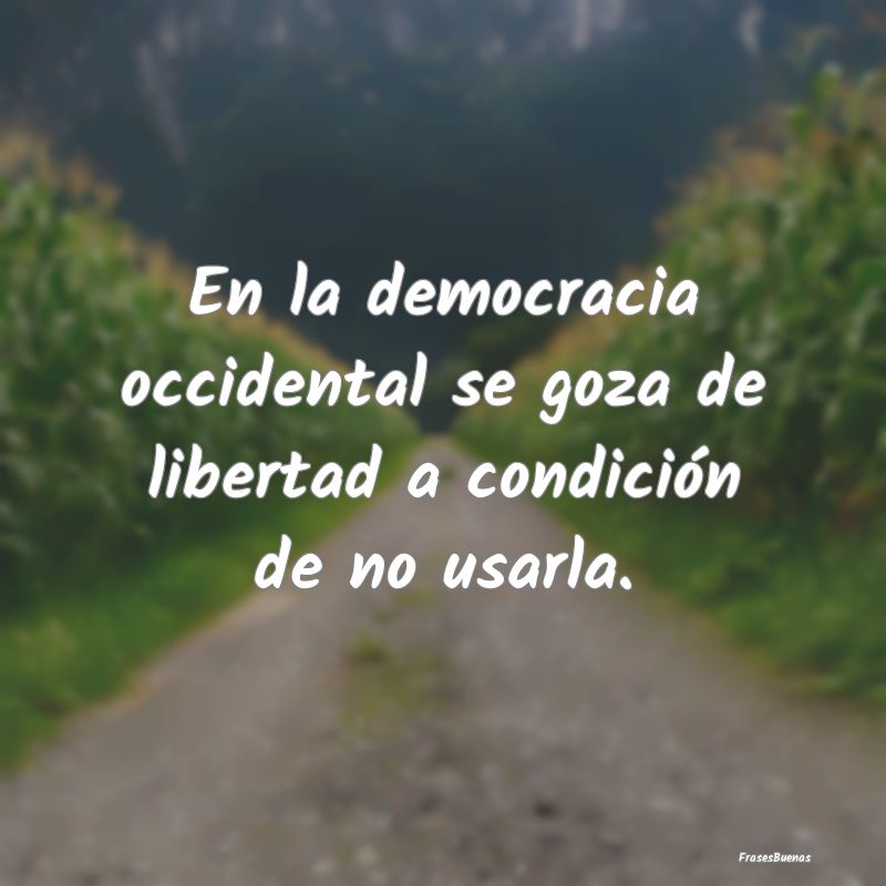 En la democracia occidental se goza de libertad a ...