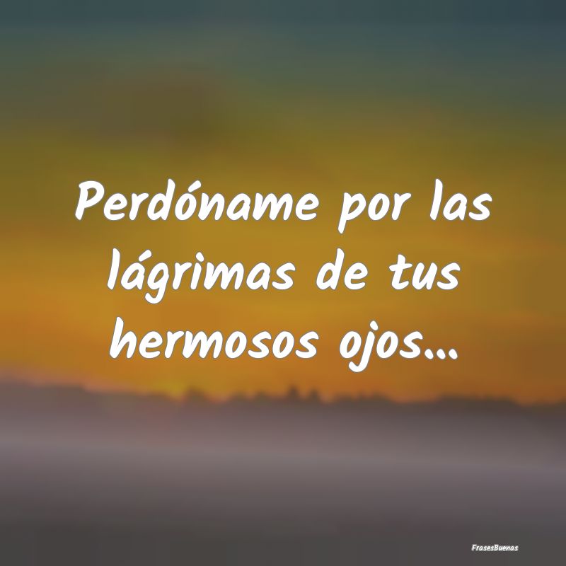 Perdóname por las lágrimas de tus hermosos ojos....