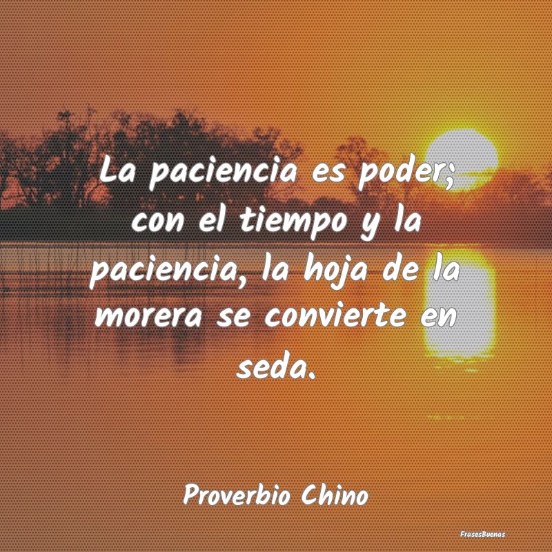 La paciencia es poder; con el tiempo y la pacienci...