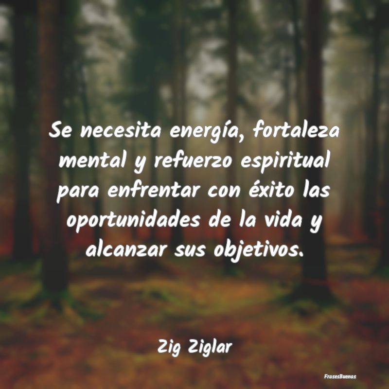 Frases de Zig Ziglar - Se necesita energía, fortaleza mental y