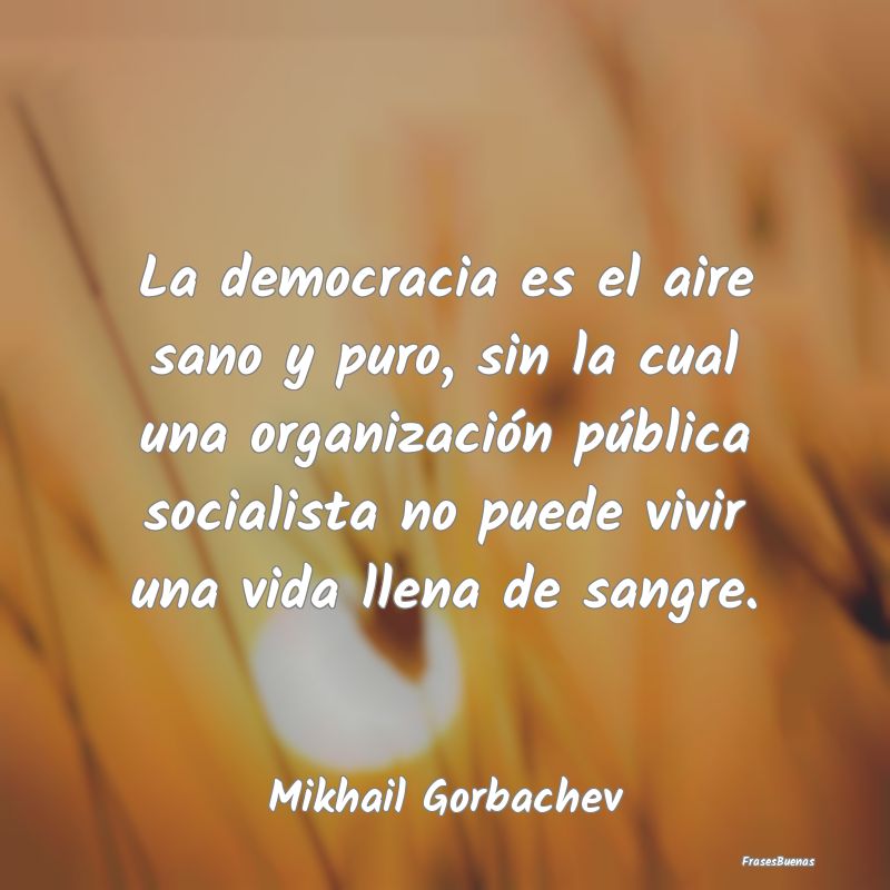 La democracia es el aire sano y puro, sin la cual ...