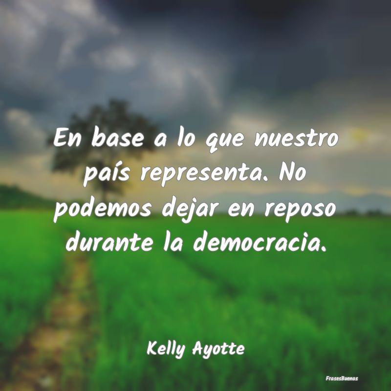 Frases de Democracia - En base a lo que nuestro país representa. No pode...