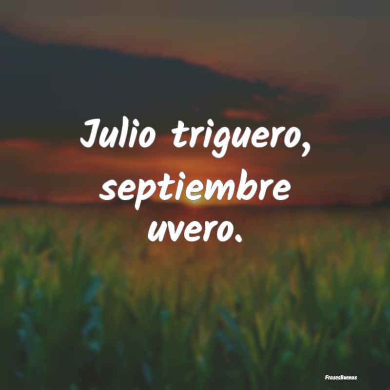 Julio triguero, septiembre uvero.
...