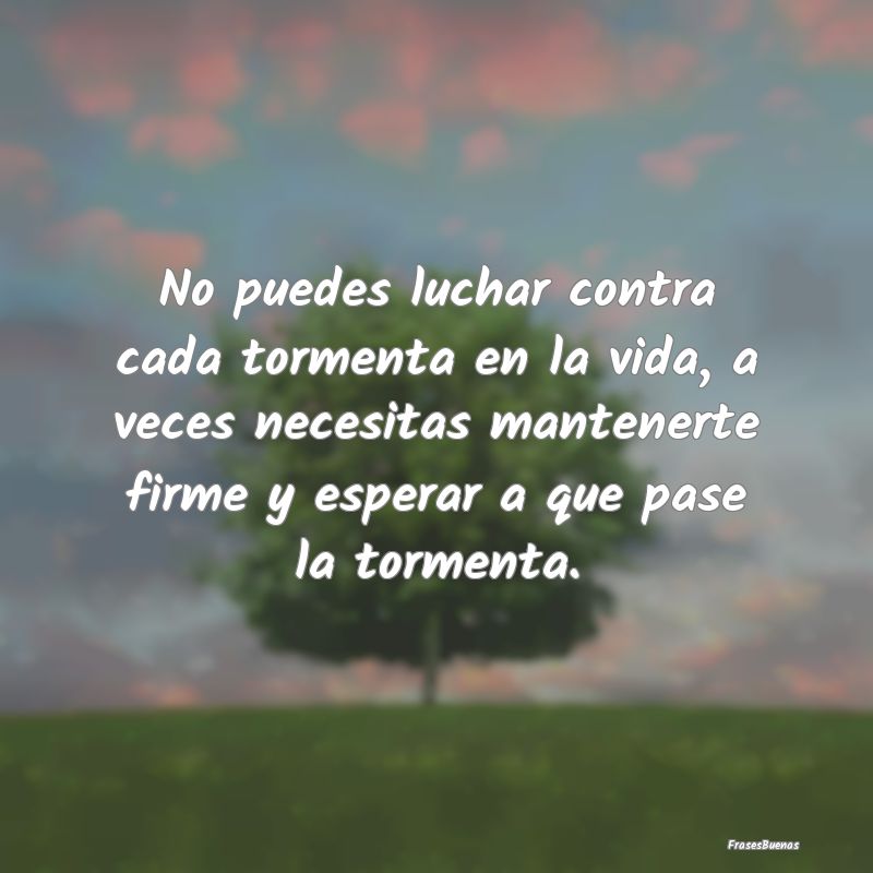 No puedes luchar contra cada tormenta en la vida, ...