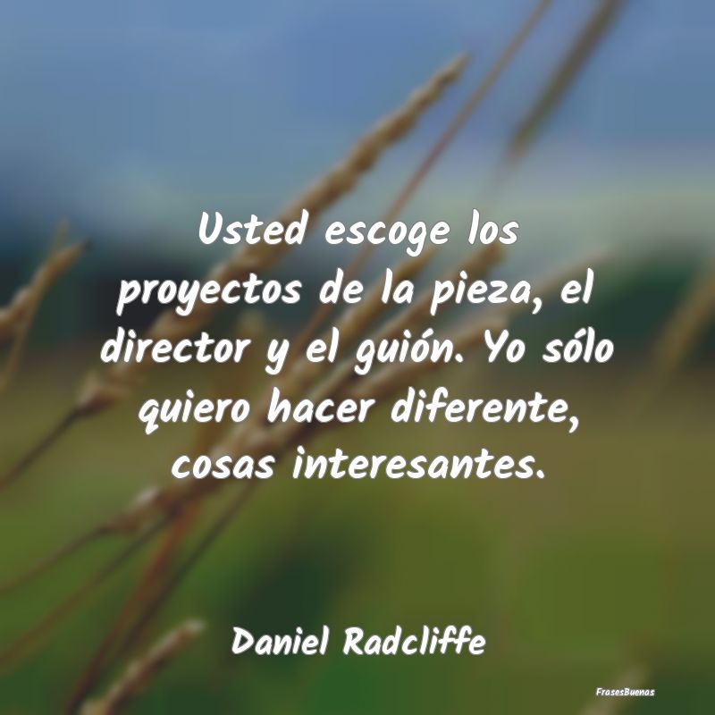 Frases Interesantes - Usted escoge los proyectos de la pieza, el directo...