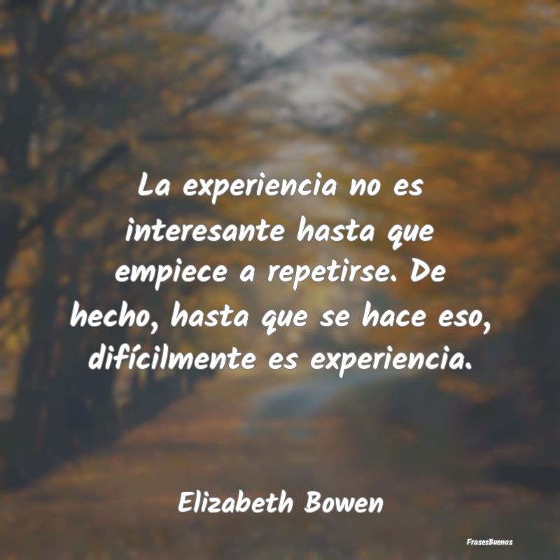 Frases Interesantes - La experiencia no es interesante hasta que empiece...