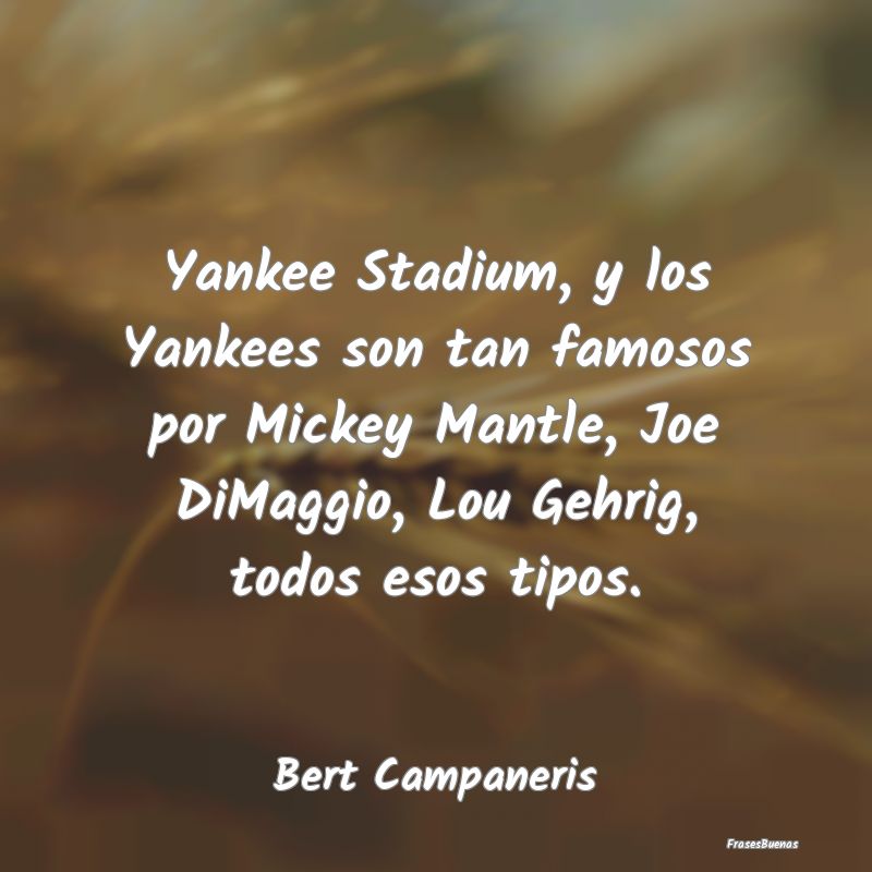 Yankee Stadium, y los Yankees son tan famosos por ...