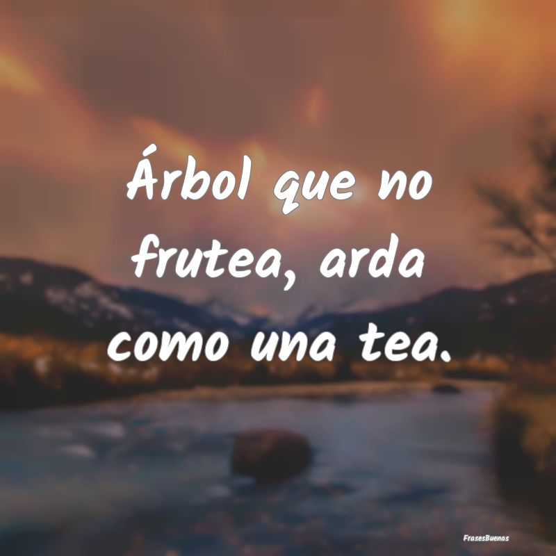 Árbol que no frutea, arda como una tea....