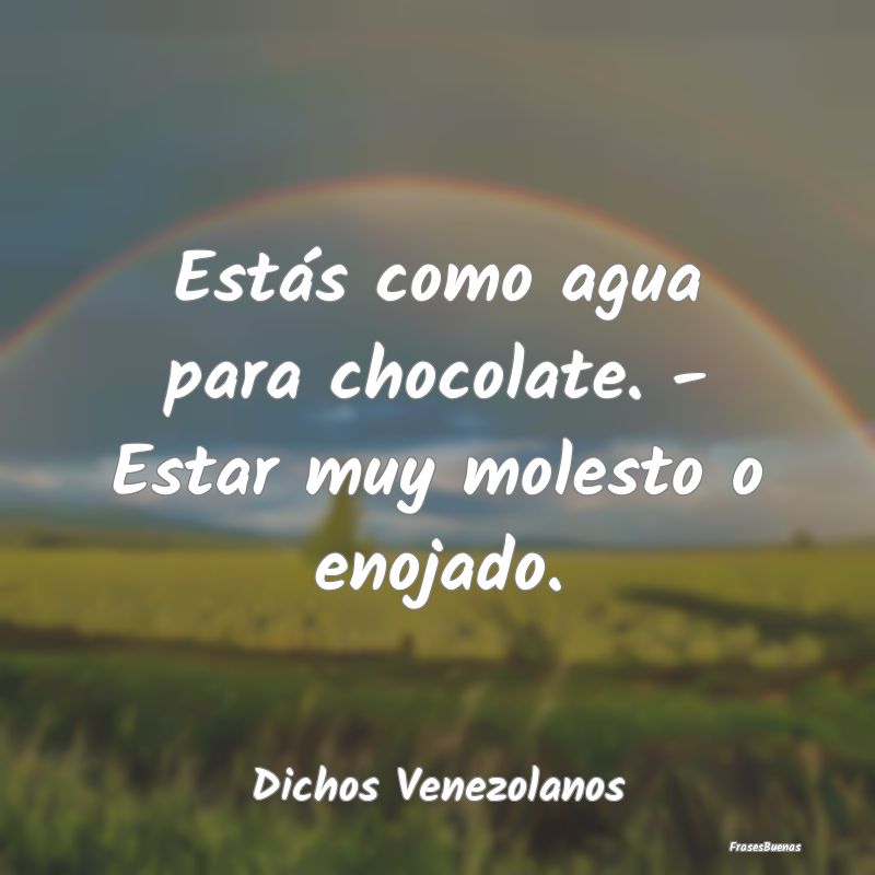 Dichos Venezolanos - Estás como agua para chocolate. - Estar muy moles...