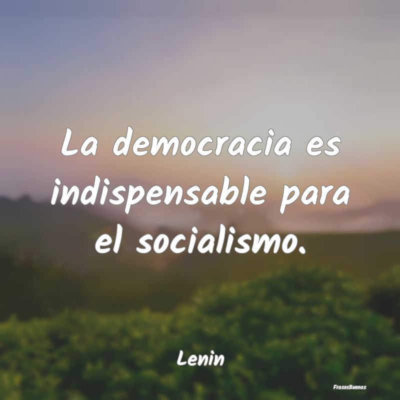 La democracia es indispensable para el socialismo....