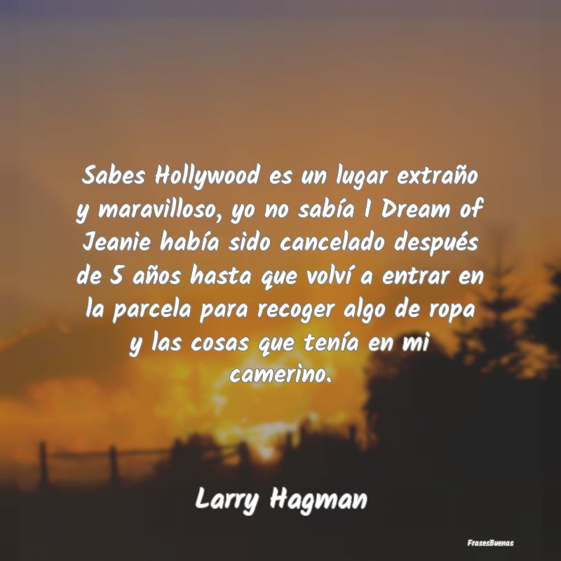 Sabes Hollywood es un lugar extraño y maravilloso...