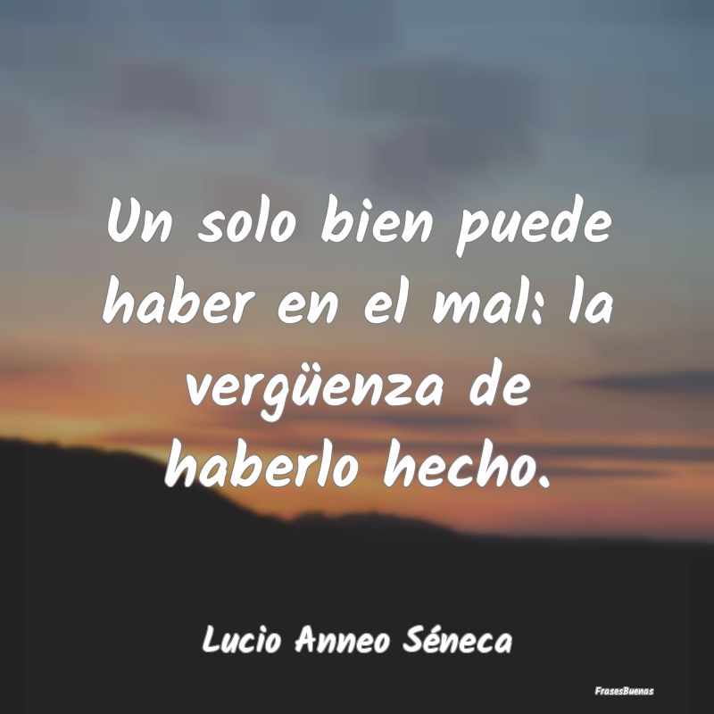 Un solo bien puede haber en el mal: la vergüenza ...