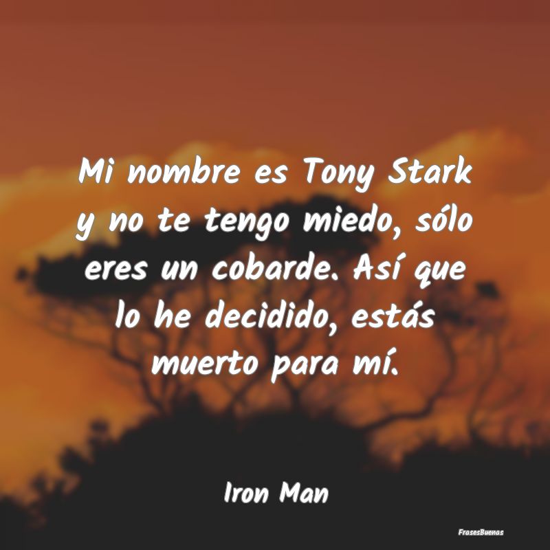 Mi nombre es Tony Stark y no te tengo miedo, sólo...